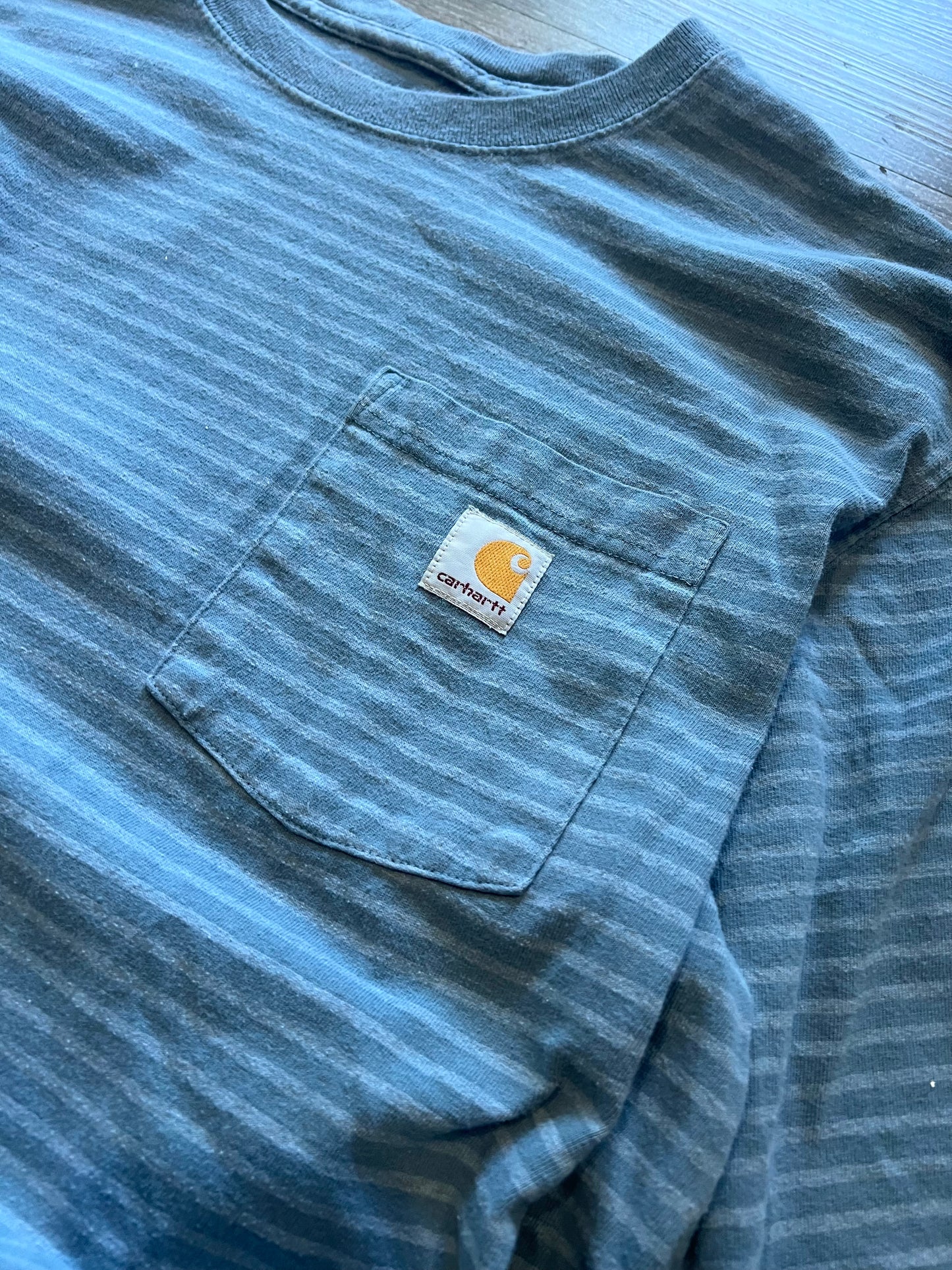 Blue Striped Carhartt Pocket tee L(Tall)